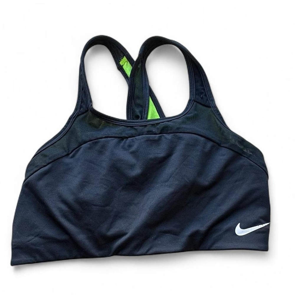 Nike Women's Black and Lime Sports Bra